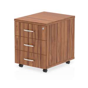 Impulse Wooden 3 Drawers Mobile Pedestal In Walnut