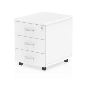 Impulse Wooden 3 Drawers Mobile Pedestal In White