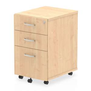 Impulse Wooden 3 Drawers Office Pedestal Cabinet In Maple