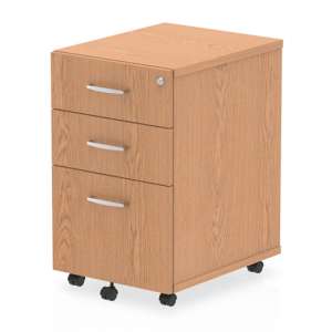 Impulse Wooden 3 Drawers Office Pedestal Cabinet In Oak