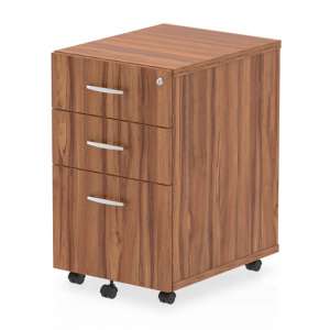 Impulse Wooden 3 Drawers Office Pedestal Cabinet In Walnut