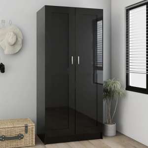 Inara High Gloss Wardrobe With 2 Doors In Black