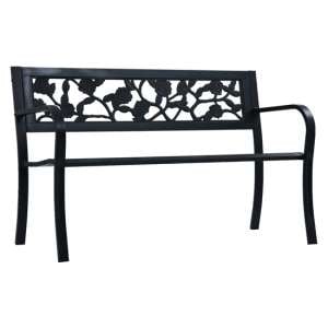 Inaya 125cm Rose Design Steel Garden Seating Bench In Black