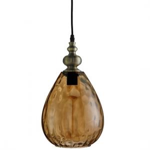 Indiana Pendant Light In Antique Brass With Dimpled Glass Shade