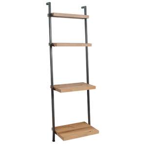 Indio Wooden Ladder Design 4 Shelves Bookcase In Oak