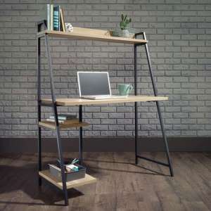 Industrial Style Laptop Desk In Charter Oak With Shelf