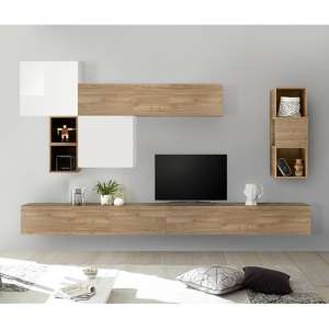 Infra Wall TV Unit And Shelves In Stelvio Walnut And White Gloss