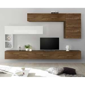 Infra Large Entertainment Unit In Dark Walnut And White Gloss