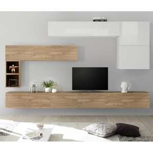 Infra Large White Gloss Entertainment Unit In Stelvio Walnut