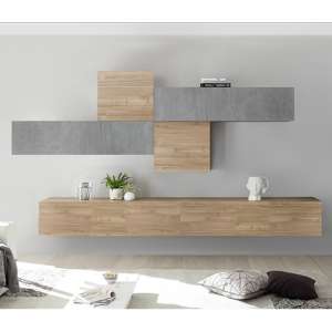Infra Wall TV Unit In Stelvio Walnut And Cement Effect