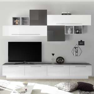 Infra Large Entertainment Unit In White And Grey High Gloss