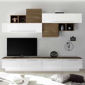 Infra White Gloss Large Entertainment Unit In Dark Walnut