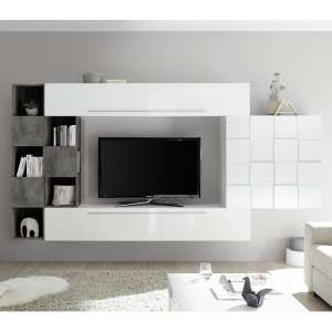 Infra Wall Entertainment Unit In White High Gloss And Oxide