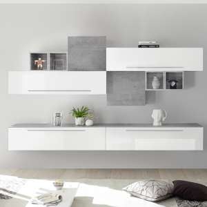 Infra Entertainment Unit In White High Gloss And Cement Effect