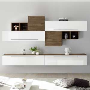 Infra Entertainment Unit In White High Gloss And Dark Walnut