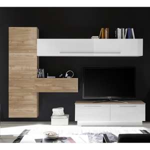 Infra Storage Unit TV Stand In White Gloss And Stelvio Walnut