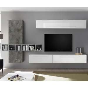 Infra White High Gloss Wall Entertainment Unit In Oxide