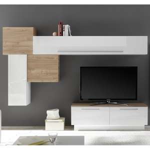 Infra TV Stand With Drawers In White Gloss And Stelvio Walnut