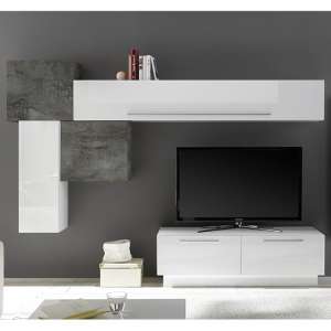 Infra TV Stand And Drawers In White High Gloss And Oxide
