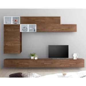 Infra Entertainment Wall Unit In White Gloss And Dark Walnut