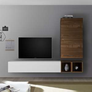Infra Wall Entertainment Unit In White Gloss And Dark Walnut