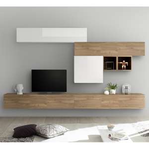 Infra Large Entertainment Unit In White Gloss And Stelvio Walnut