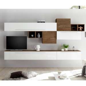 Infra TV Wall Unit In White High Gloss And Dark Walnut