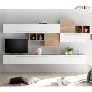 Infra TV Wall Unit In White High Gloss And Stelvio Walnut