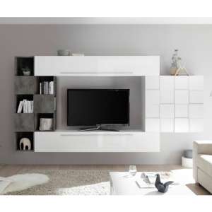 Infra Wall Entertainment Unit In White High Gloss And Oxide