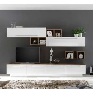 Infra White Gloss Entertainment Unit In Stelvio Walnut