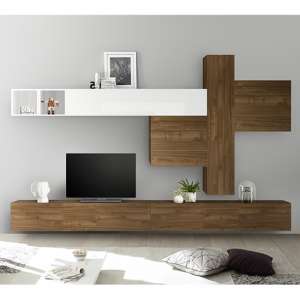 Infra White High Gloss Large Entertainment Unit In Dark Walnut