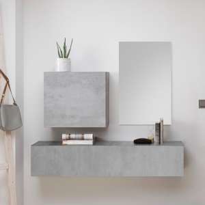 Infra Wooden Bathroom Furniture Set In Cement Effect And Mirror