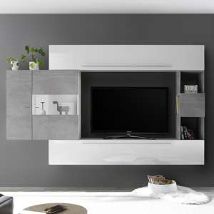 Infra Entertainment Unit In Cement Effect And White Gloss