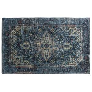 Ingles Small Rectangular Fabric Rug In Natural And Teal