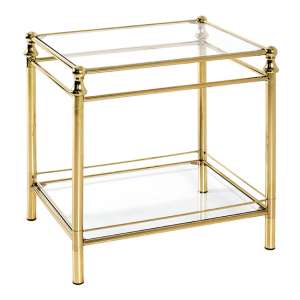 Inman Clear Glass Side Table In Brass