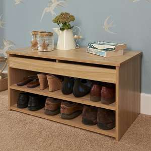 Barbrook Contemporary Wooden Shoe Bench In Oak