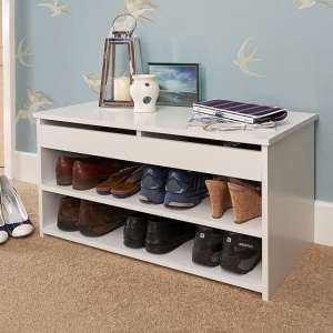 Barbrook Contemporary Wooden Shoe Bench In White