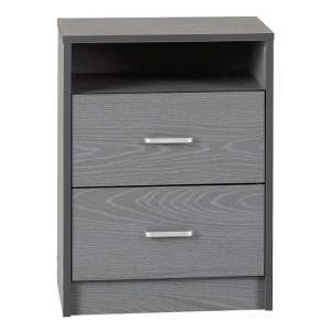 Earth Wooden Bedside Cabinet In Grey With 2 Drawers