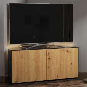 Intel Corner LED TV Stand In Black Gloss And Oak