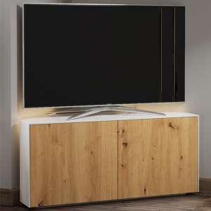 Intel Corner LED TV Stand In White Gloss And Oak