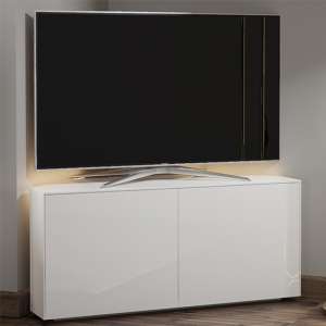 Intel Corner LED TV Stand In White Gloss With Wireless Charging