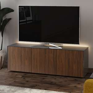 Intel Large LED TV Stand In Grey Gloss And Walnut