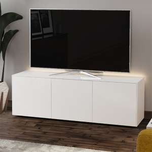 Intel Large LED TV Stand In White Gloss With Wireless Charging