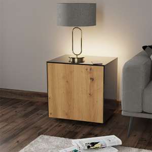 Intel LED Lamp Table In Black And Oak With Wireless Charging