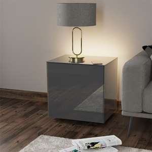 Intel LED Lamp Table In Grey Gloss With Wireless Charging