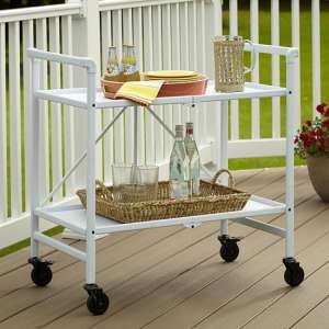 Itelia Folding Drinks Trolley In White With 2 Shelves