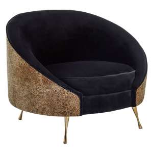 Intercrus Upholstered Fabric Armchair In Black And Leopard Print