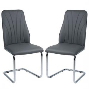 Irma Dining Chairs In Grey Faux Leather In A Pair