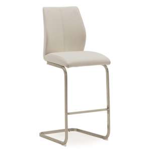 Irma Faux Leather Bar Chair In Taupe With Brushed Steel Legs