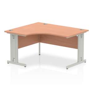 Isle 140cm Beech Left Computer Desk With Silver Managed Leg